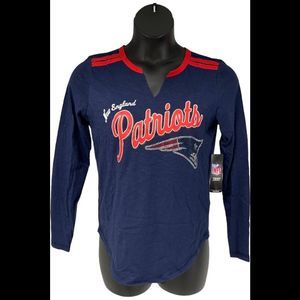 NFL Women's Long Sleeve V-Neck Tee Patriots - Regular